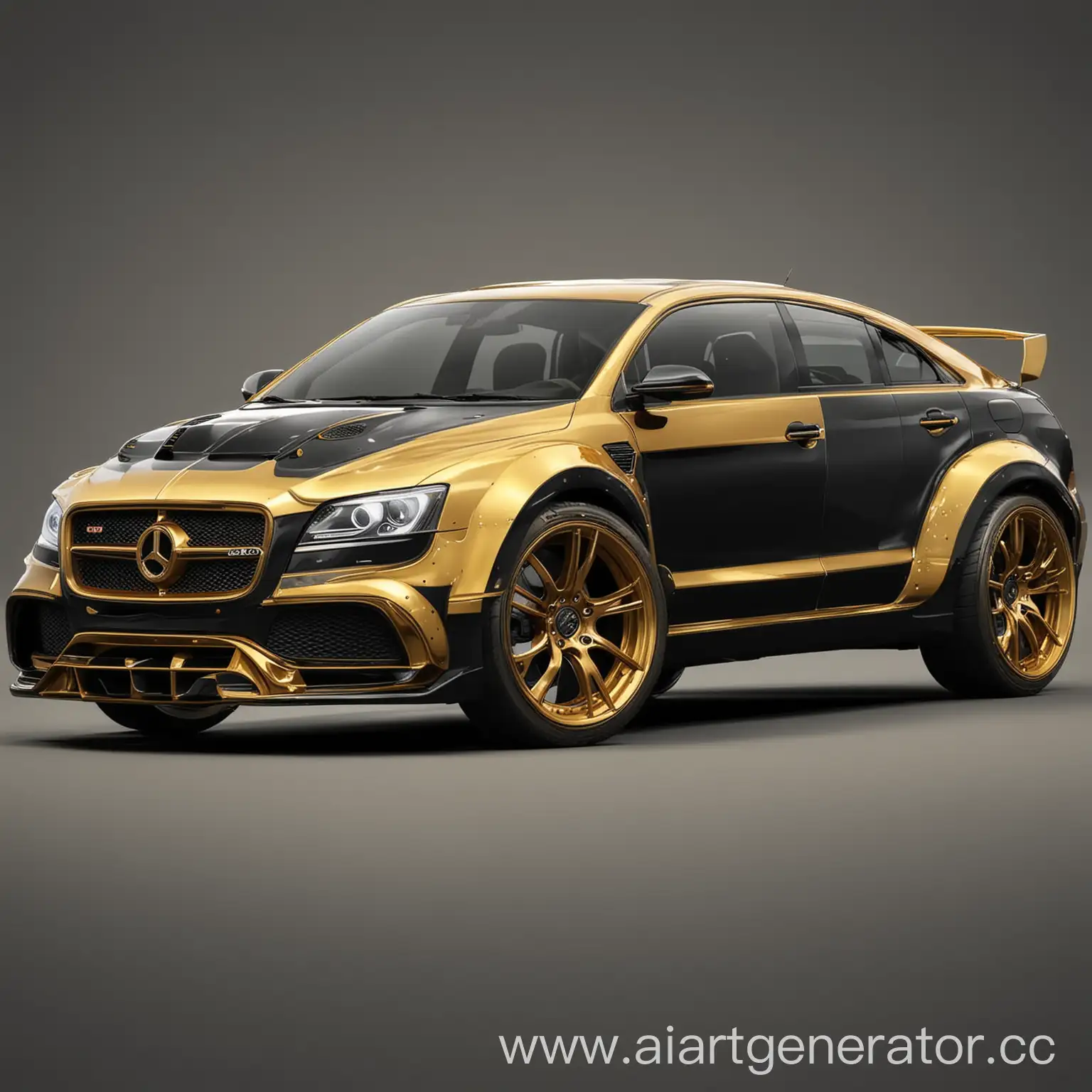 Luxurious-Golden-and-Black-Wheeled-Car-in-Realistic-Style