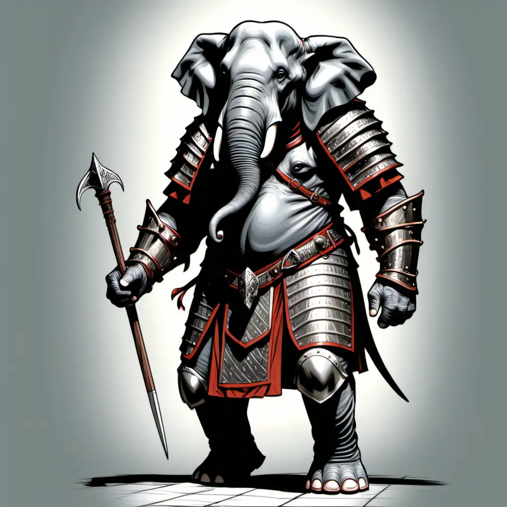арт, dungeons and dragons, человек-слон, локсодон, в кольчуге, на двух ногах, в полный рост