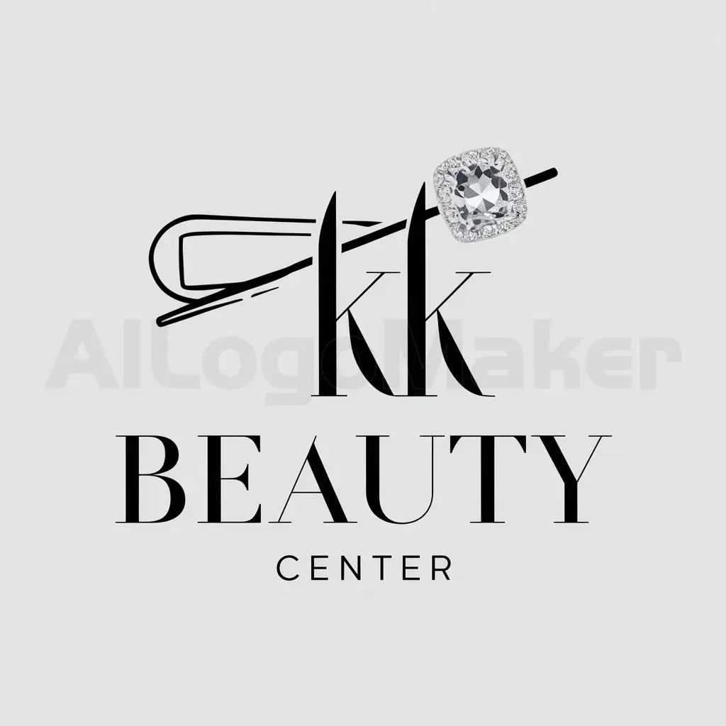a logo design,with the text "KK Beauty Center", main symbol:HAIR ACCESSORIES AND JEWELLERY,complex,be used in Beauty Spa industry,clear background