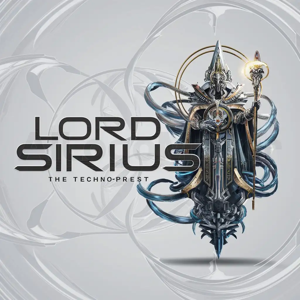a logo design,with the text "Lord Sirius", main symbol:Techno-priest from W40k works in kubernetes,complex,clear background