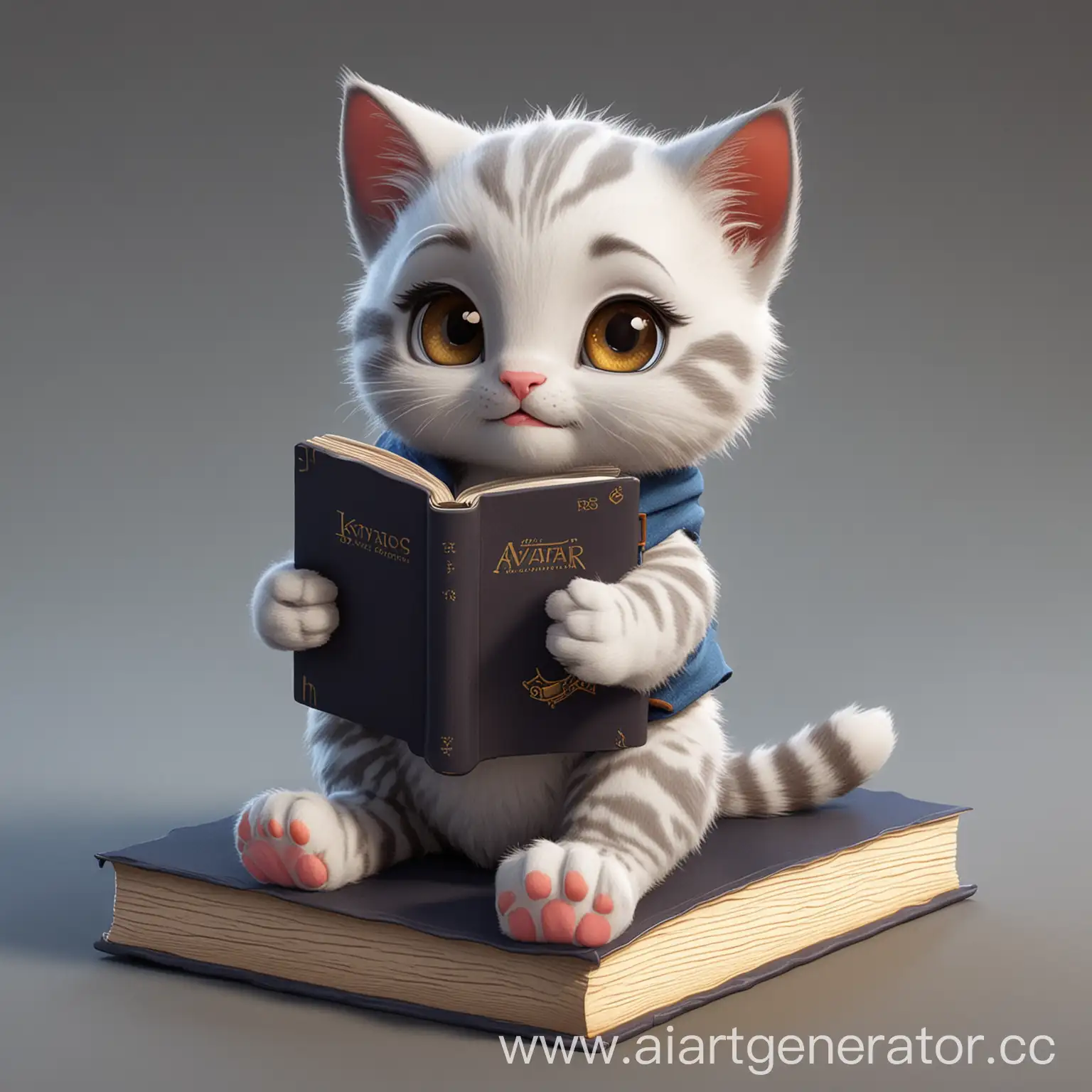 аватар мультяшный котик с книжкой в лапах