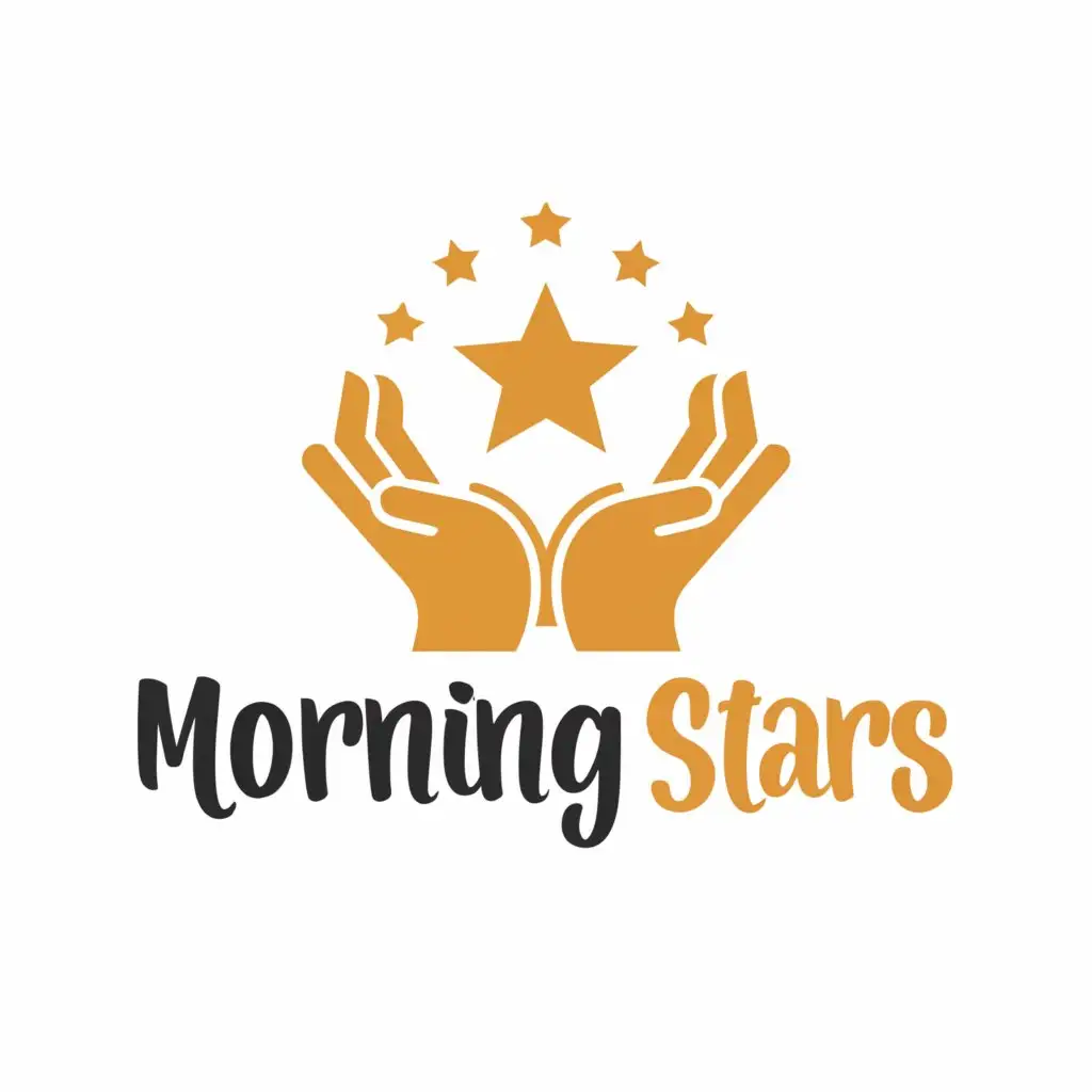 a logo design,with the text "morning stars", main symbol:helping hands and star,Moderate,be used in Nonprofit industry,clear background