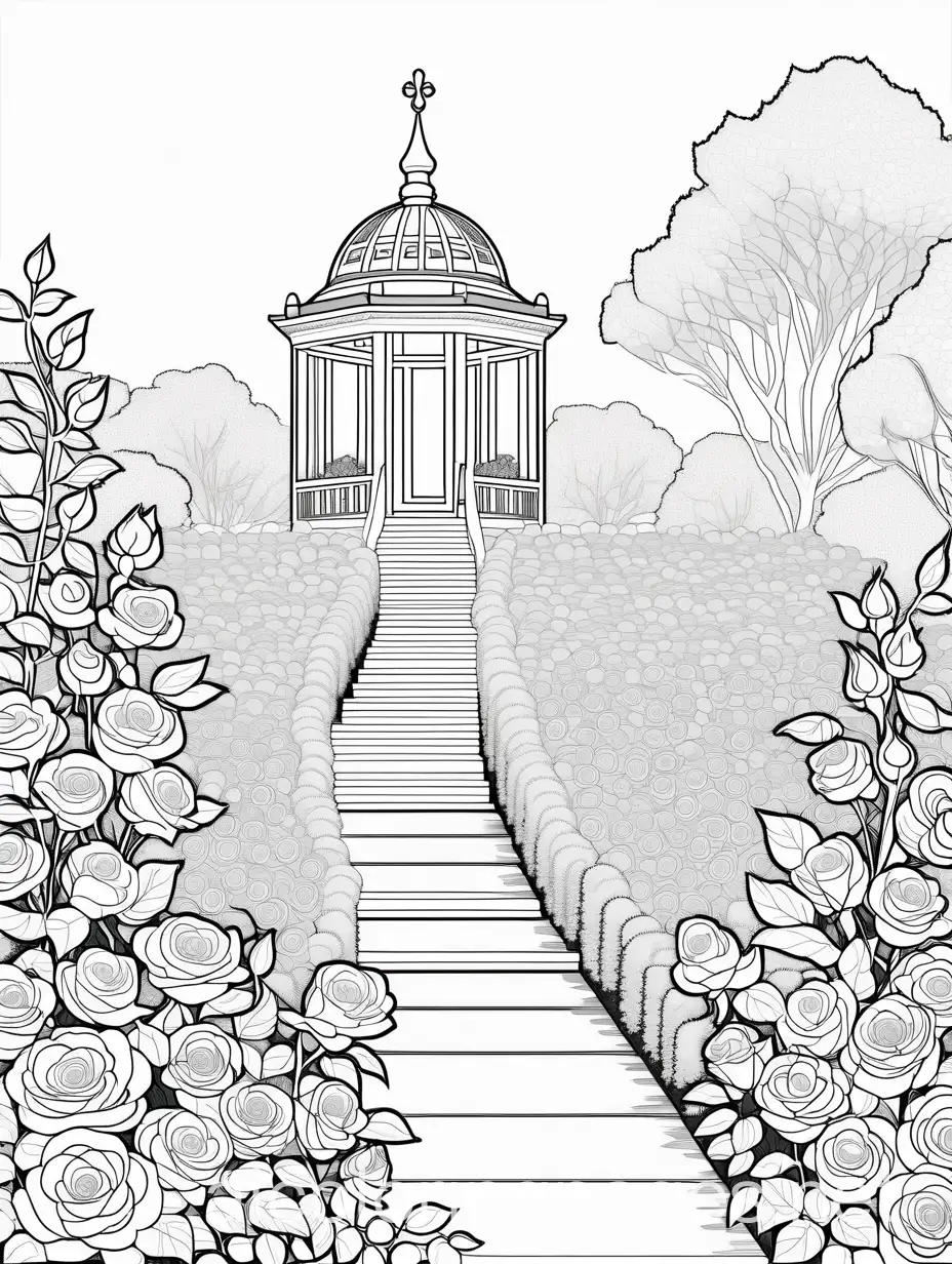 Rose-Garden-Royal-Coloring-Page-in-Black-and-White