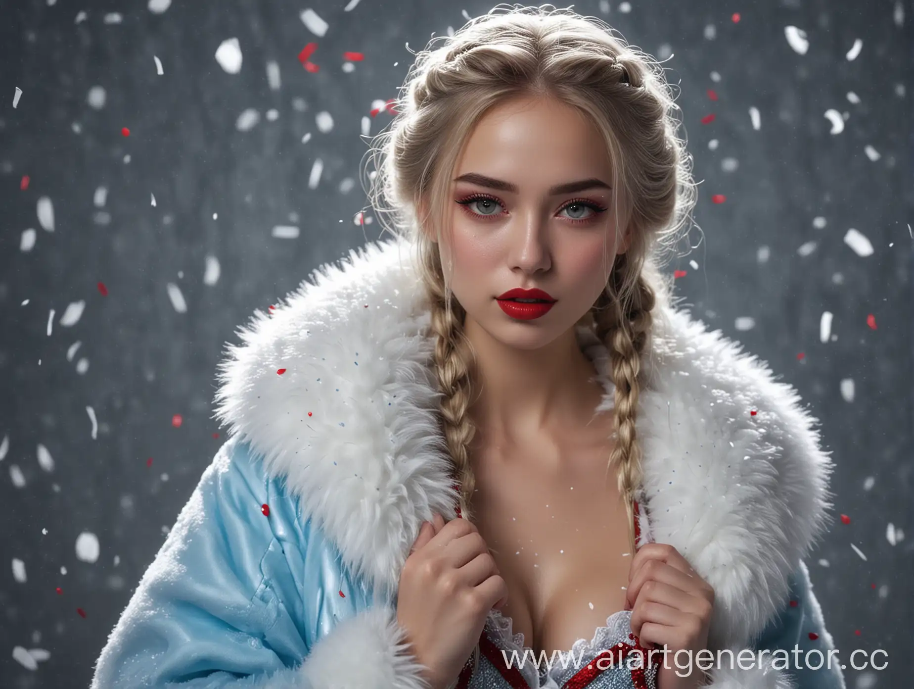 Russian-Snow-Maiden-Portrait-17YearOld-in-Blue-Fur-Coat-Amidst-Snowflakes-and-Confetti