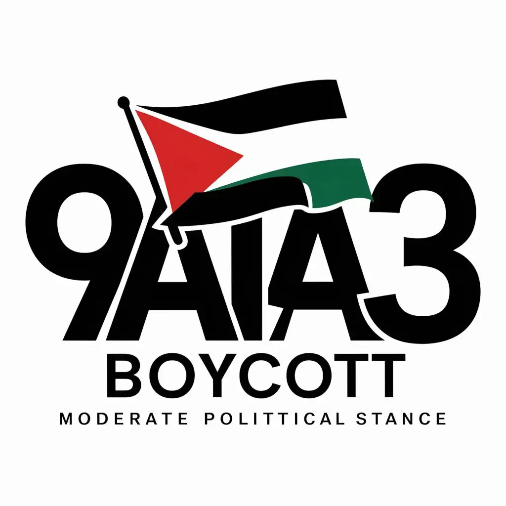 a logo design,with the text "9ata3", main symbol:boycott, palestine flag, freedom,Moderate,clear background