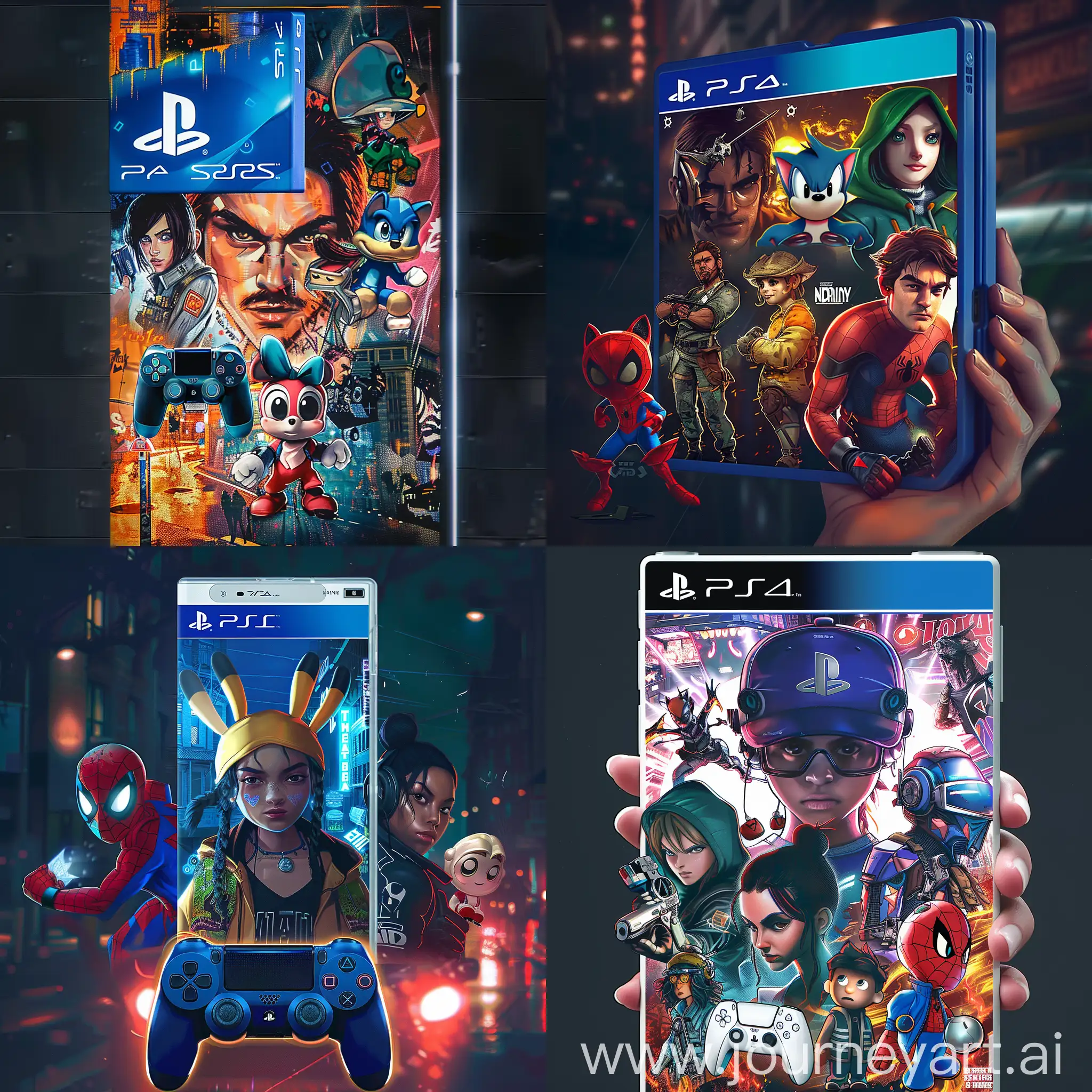 playstation with different characters 