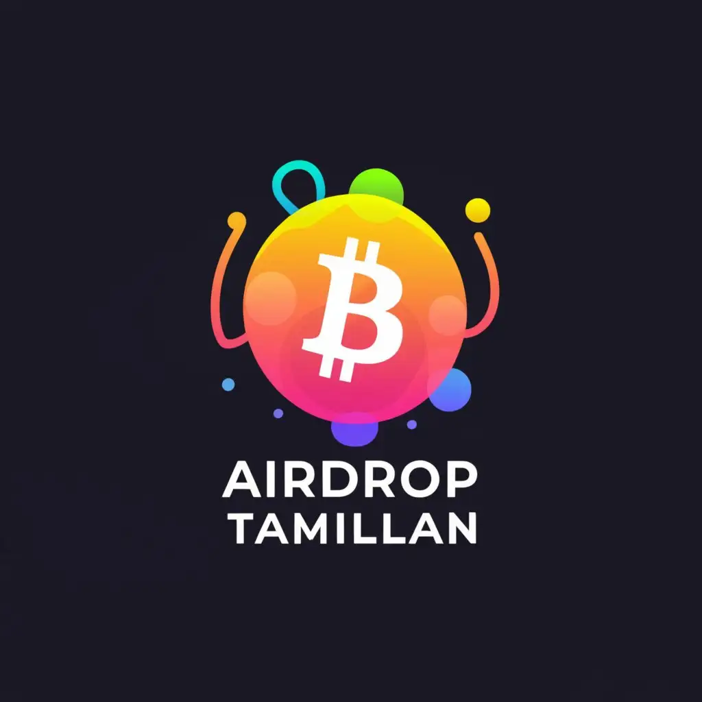 a logo design,with the text "AIRDROP TAMILAN", main symbol:BITCOIN,Moderate,be used in Technology industry,clear background