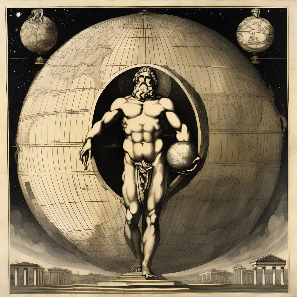 Atlas Bearing the Weight of the Celestial Sphere Engraved Depiction of the Titans Burden