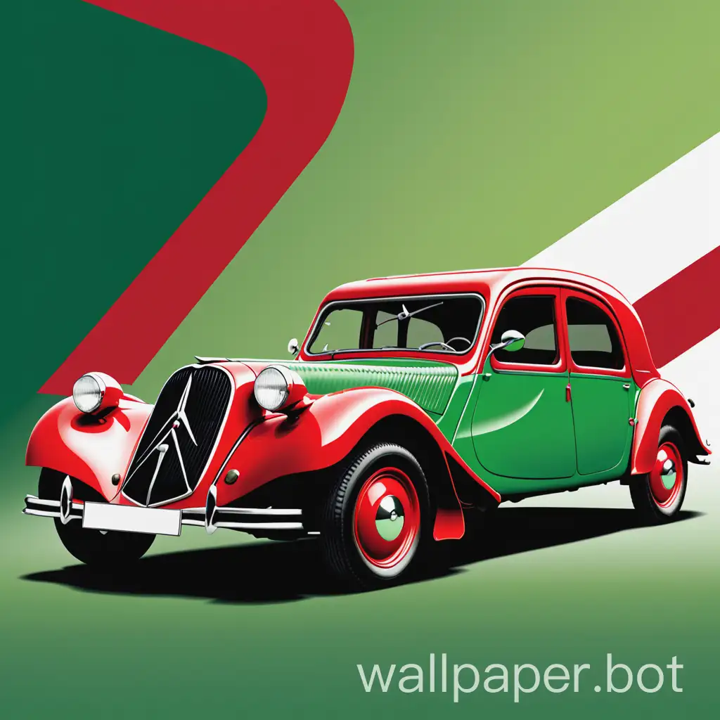 Vintage-Citroen-11-CV-BN-Traction-Avant-1952-in-Green-and-Red