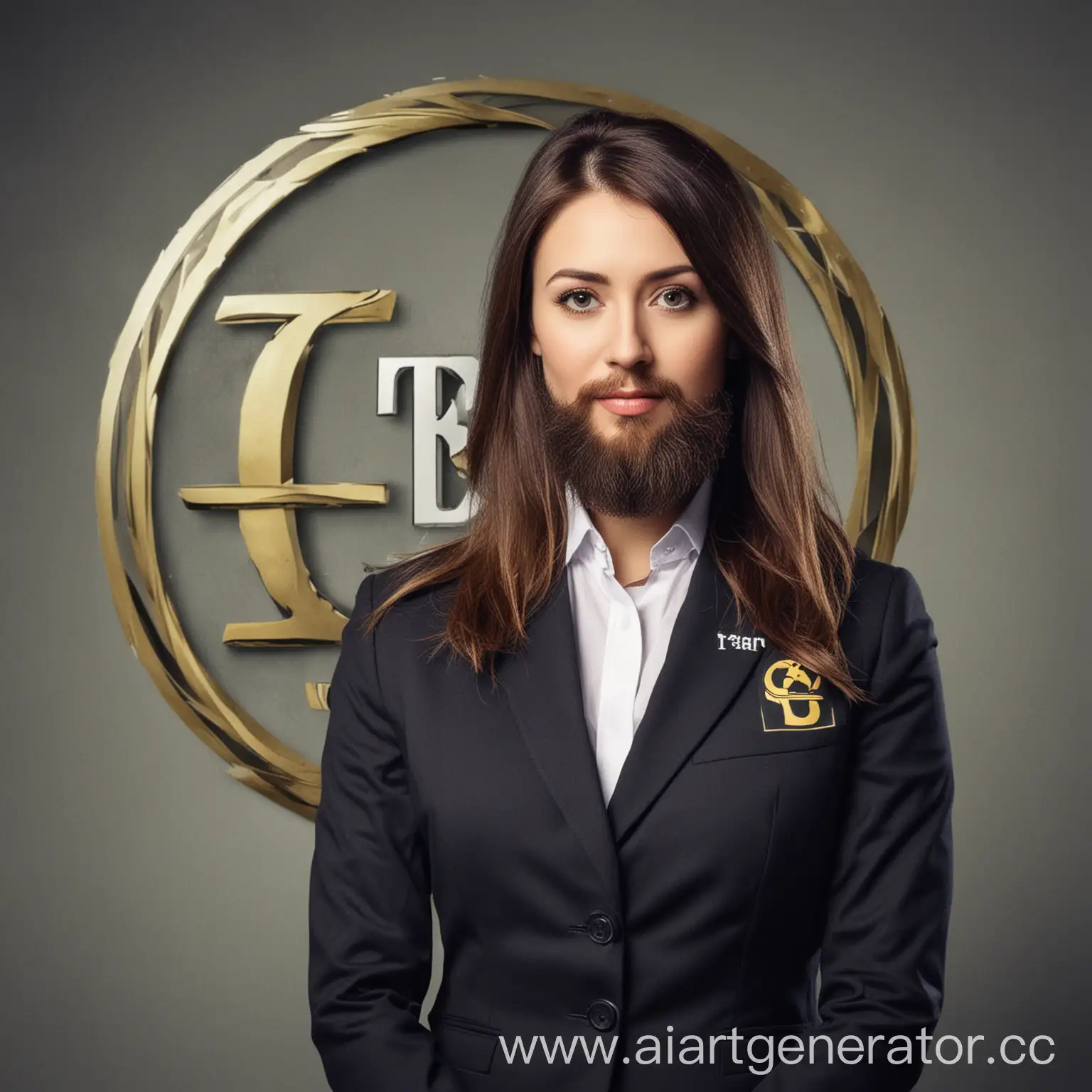 Bearded-Woman-in-Suit-Against-TBank-Logo