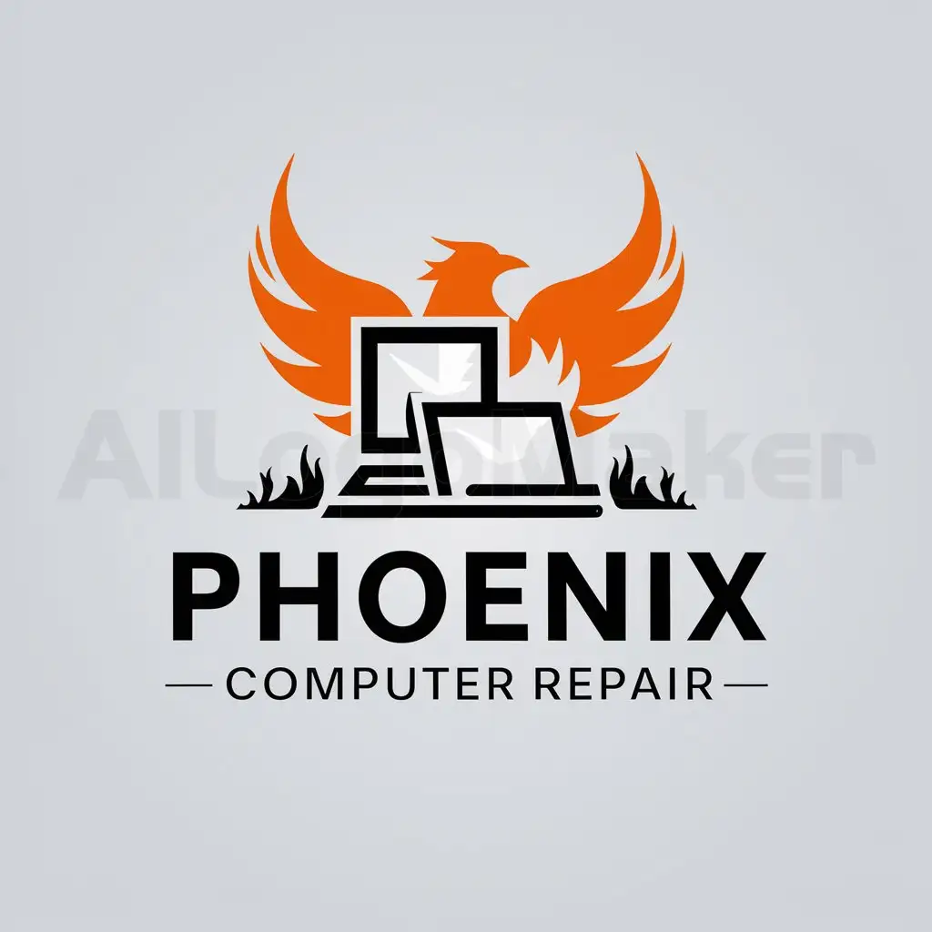 a logo design,with the text "Phoenix Computer Repair", main symbol:PC & Laptop,Moderate,clear background