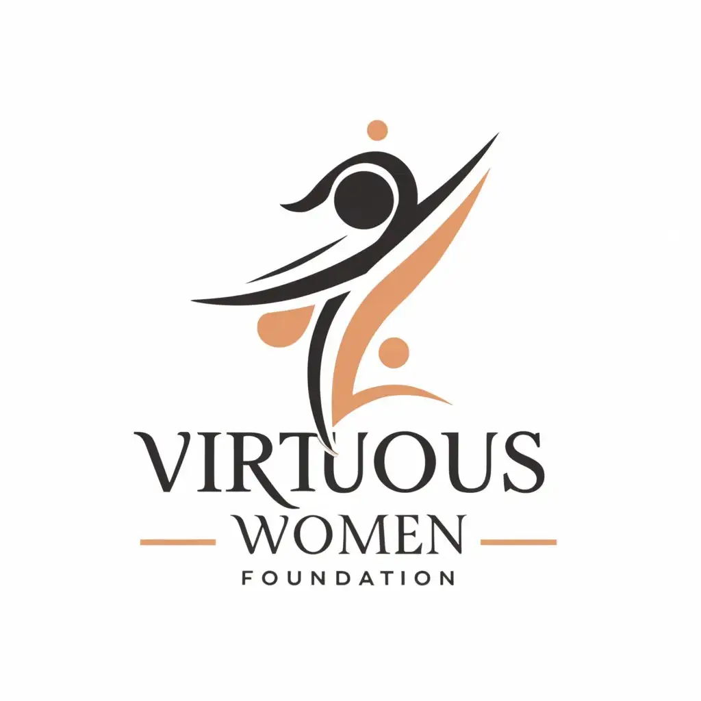 a logo design,with the text "Virtuous women foundation", main symbol:logo of a girl or women,Minimalistic,clear background