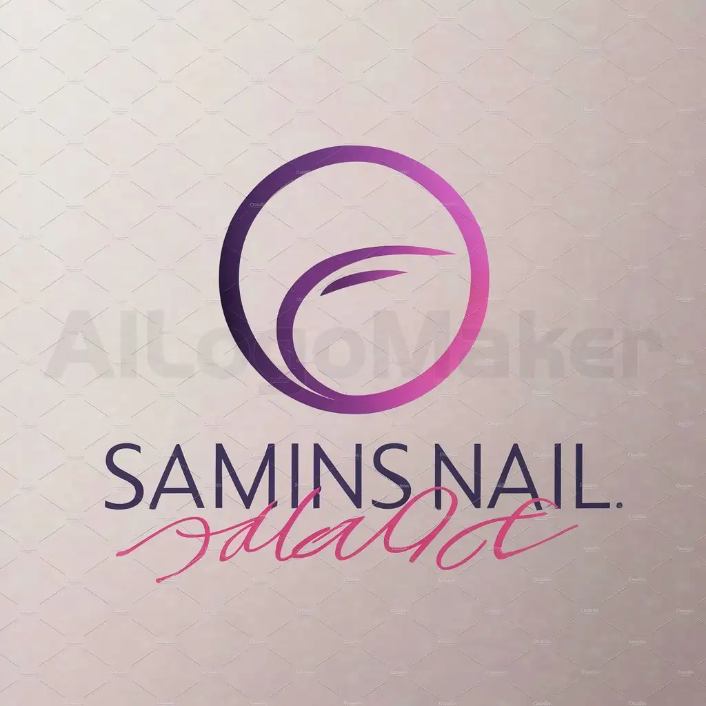 LOGO-Design-For-Samins-Nail-Circular-Purple-and-Pink-Emblem-with-Clear-Background