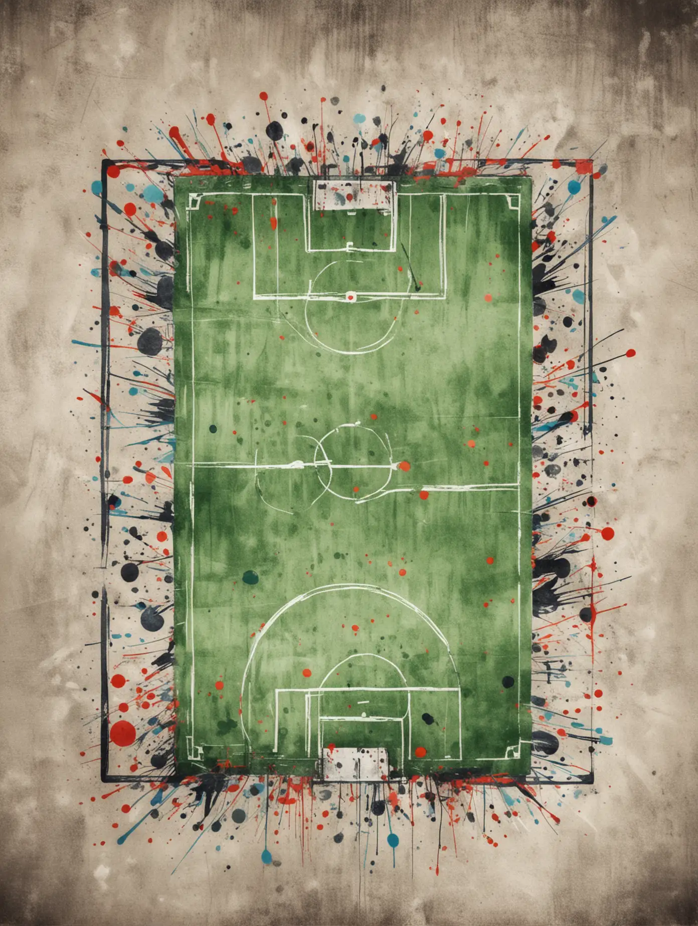 Modern Art Graffiti Football Field with Minimalistic Watercolor Style