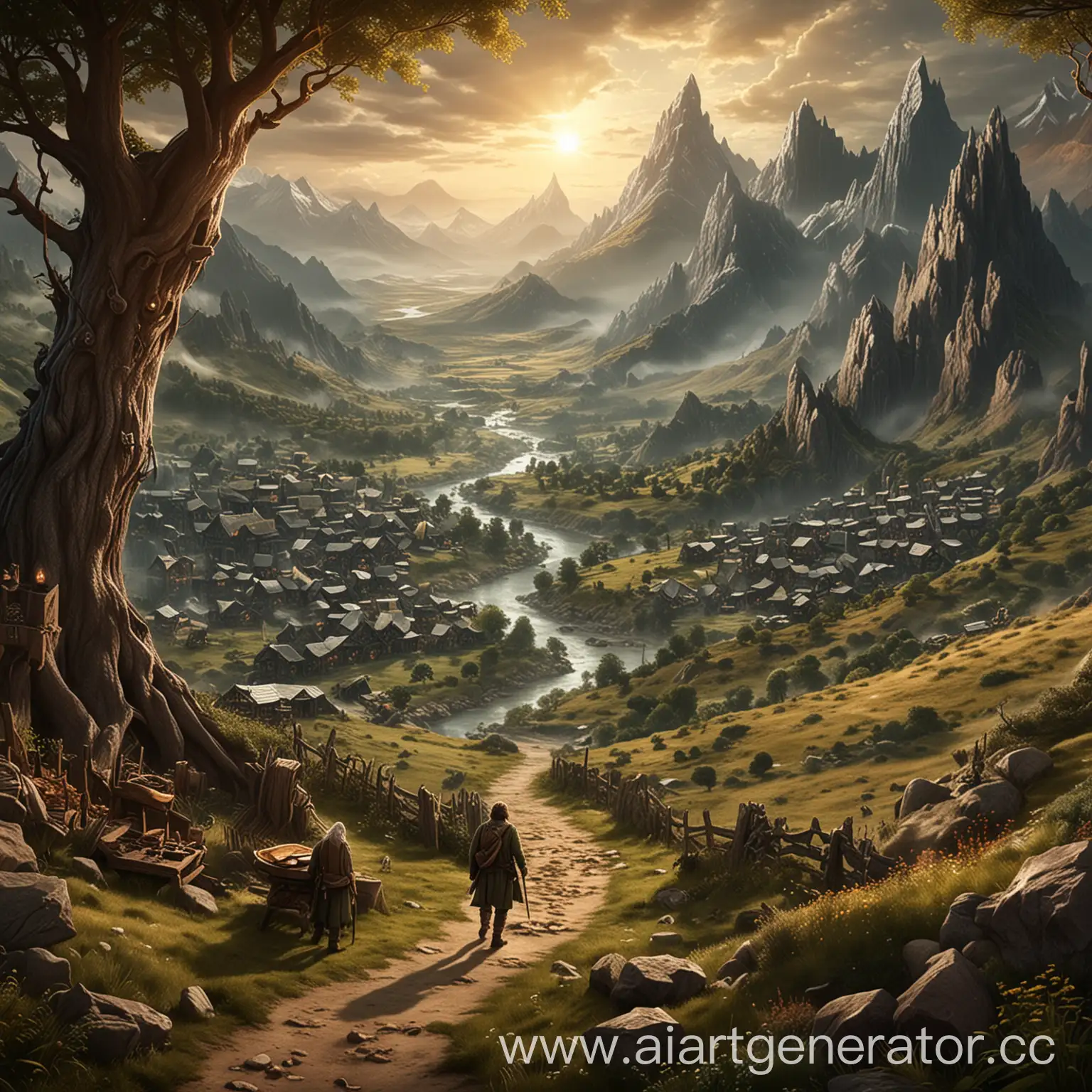 Hobbit-Playing-Computer-in-Middleearth-Style-Fantasy-Scene