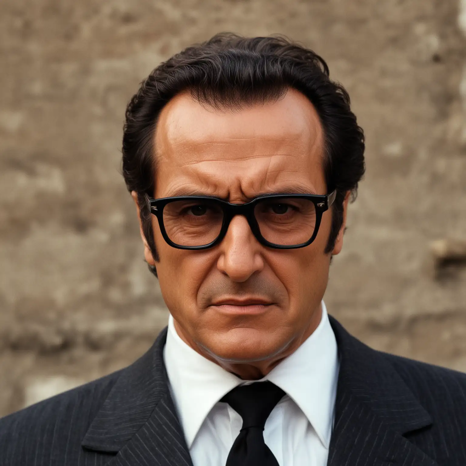 Italian Mafia Boss Henry Silva in Retro Movie Style with Glasses