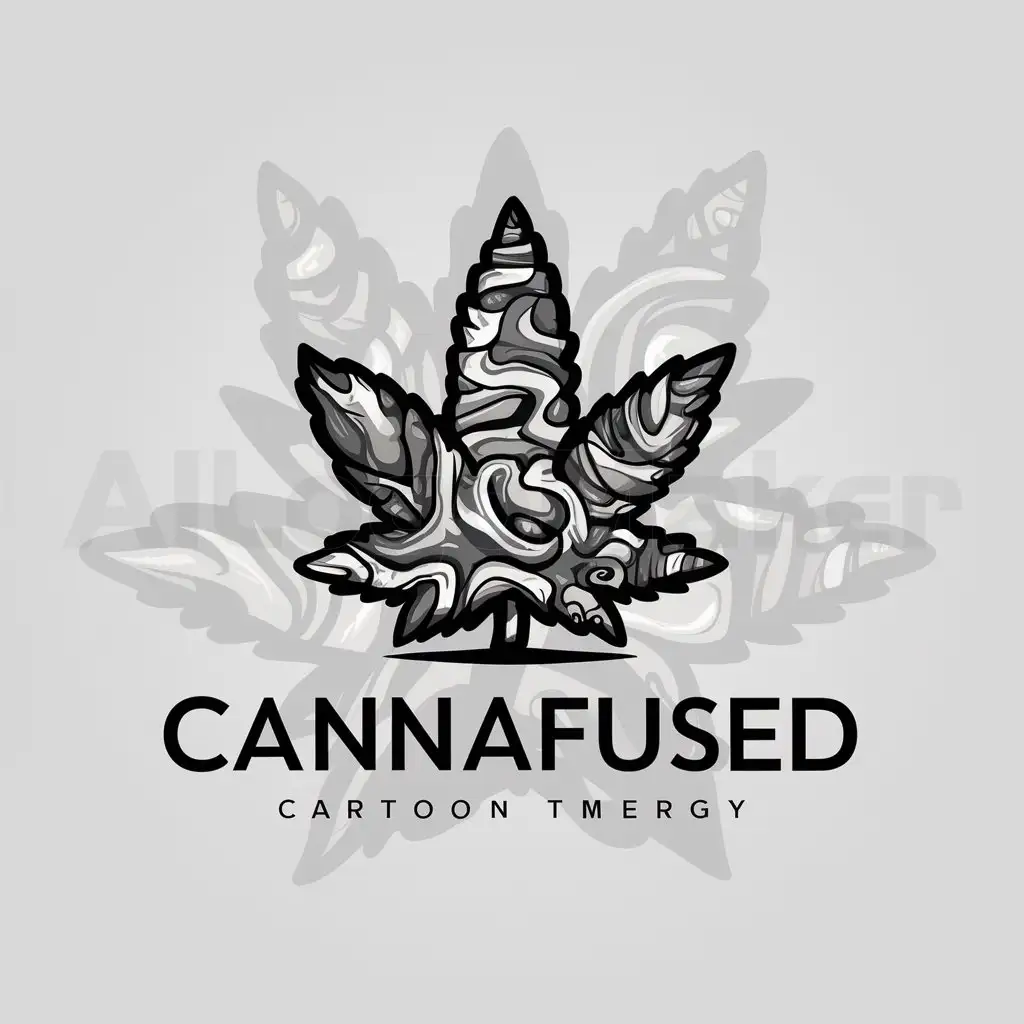a logo design,with the text "CannaFused", main symbol:Cartoon Marijuana Logo,complex,be used in weed industry,clear background