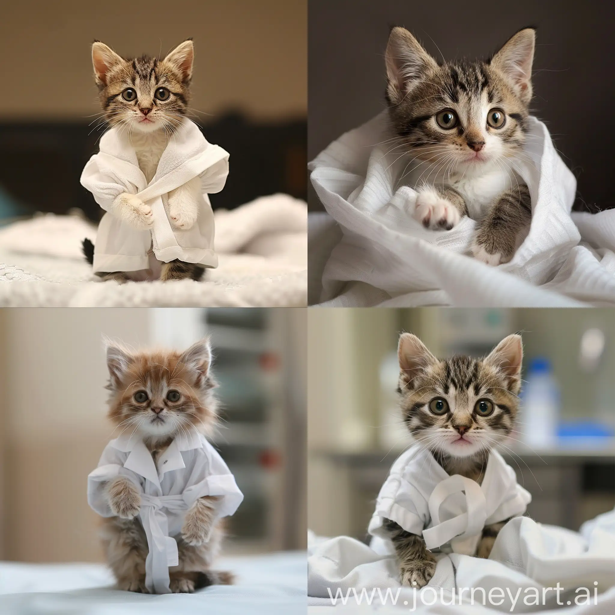Adorable-Kitten-in-White-Medical-Gown-Cute-Animal-in-Doctors-Costume