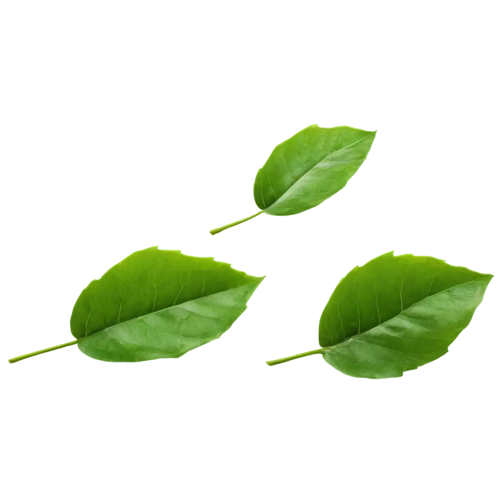 Three-Green-Leaves-Flying-Captivating-PNG-Image-for-Nature-Enthusiasts