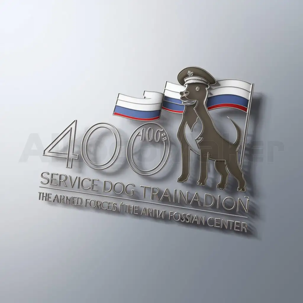 a logo design,with the text "100-year anniversary of the founding of the 470th service dog training center of the armed forces of the Russian Federation", main symbol:Logotype for merch on production dedicated to the anniversary of a military unit,complex,be used in Animals Pets industry,clear background