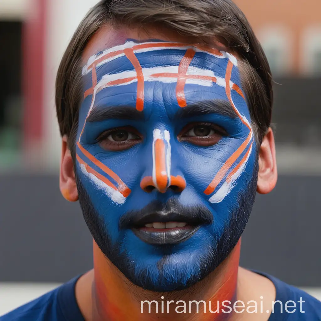 Colorfully Painted Man with Expressive Face