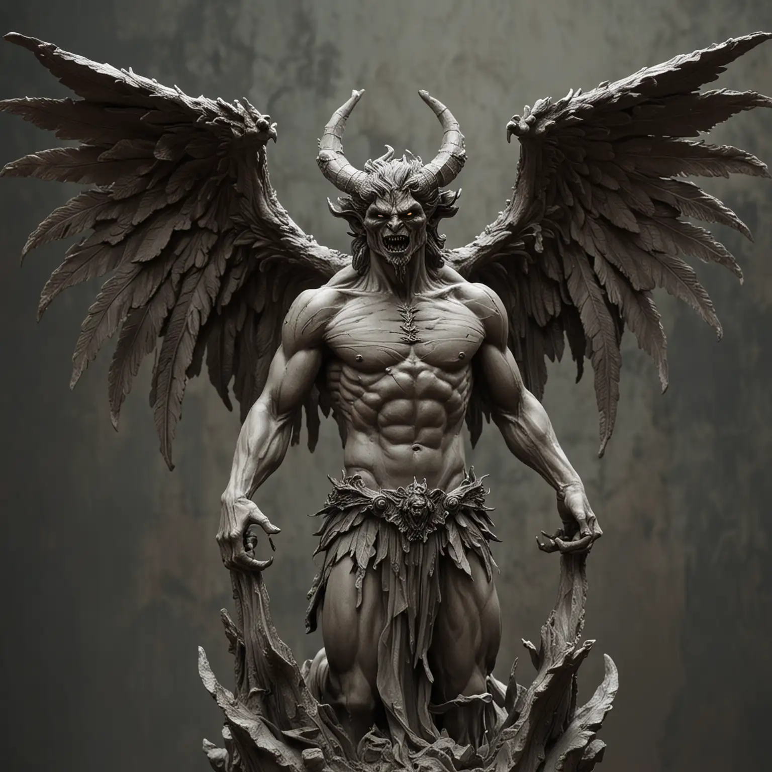 A statue of a demon with wings