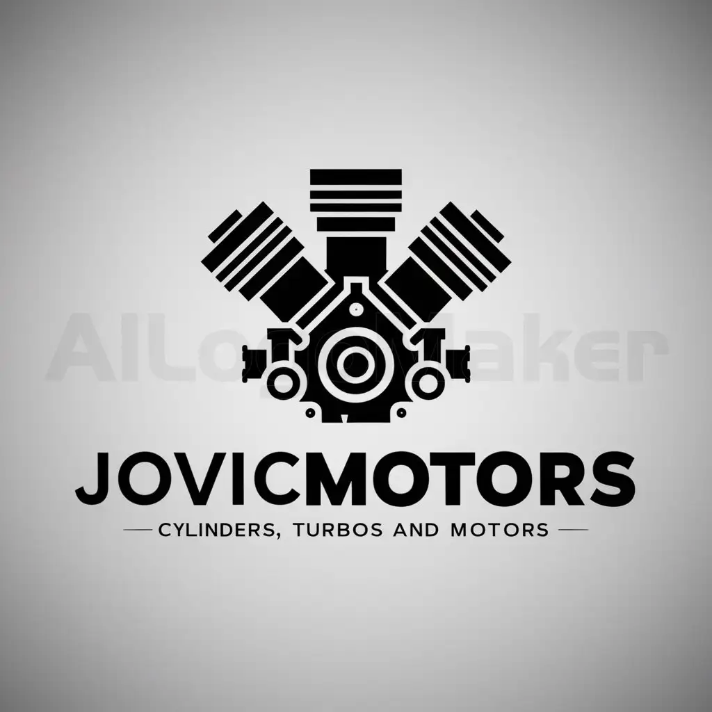 a logo design,with the text "Cylinders, Turbos and Motors", main symbol:JovicMOTORS,Moderate,be used in Automotive industry,clear background