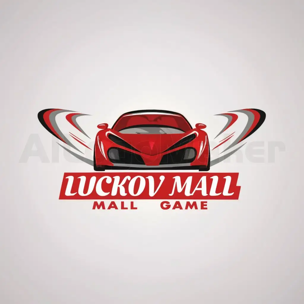 a logo design,with the text "LUCKNOW MALL GAME", main symbol:Car racing, red, sports car . Luxury,complex,be used in INDIA industry,clear background