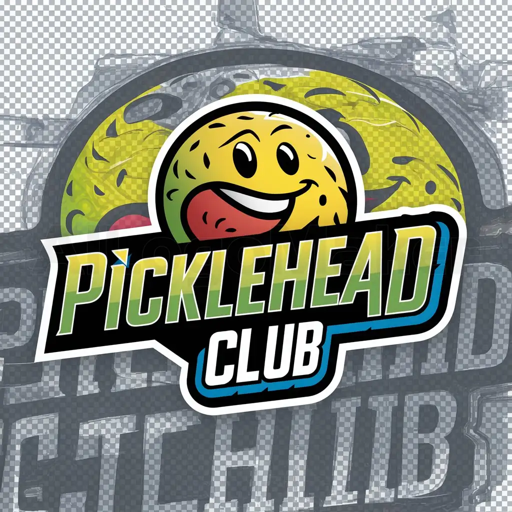 a logo design,with the text "Picklehead club", main symbol:a smile head-like pickleball,complex,be used in Sports Fitness industry,clear background