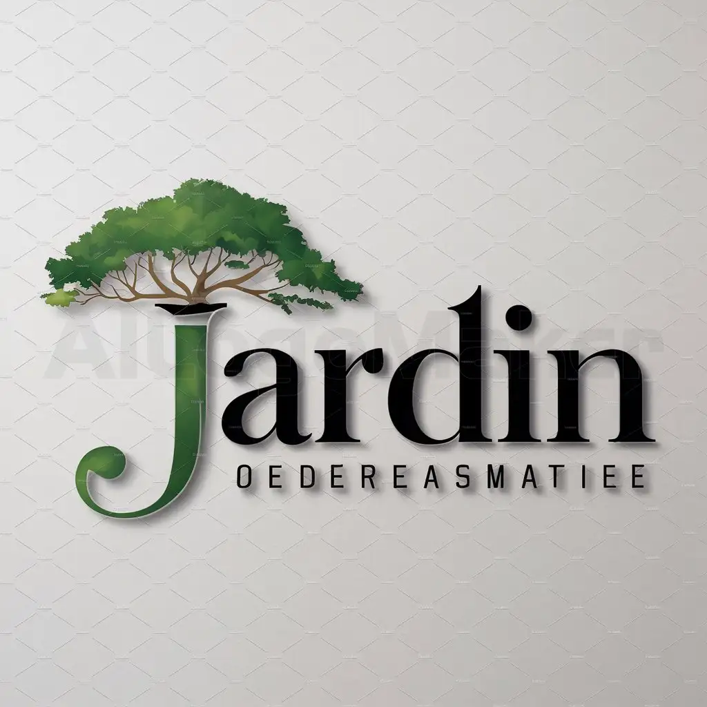 LOGO Design For Jardin Elegant Letter J Tree Emblem Against a Clean ...