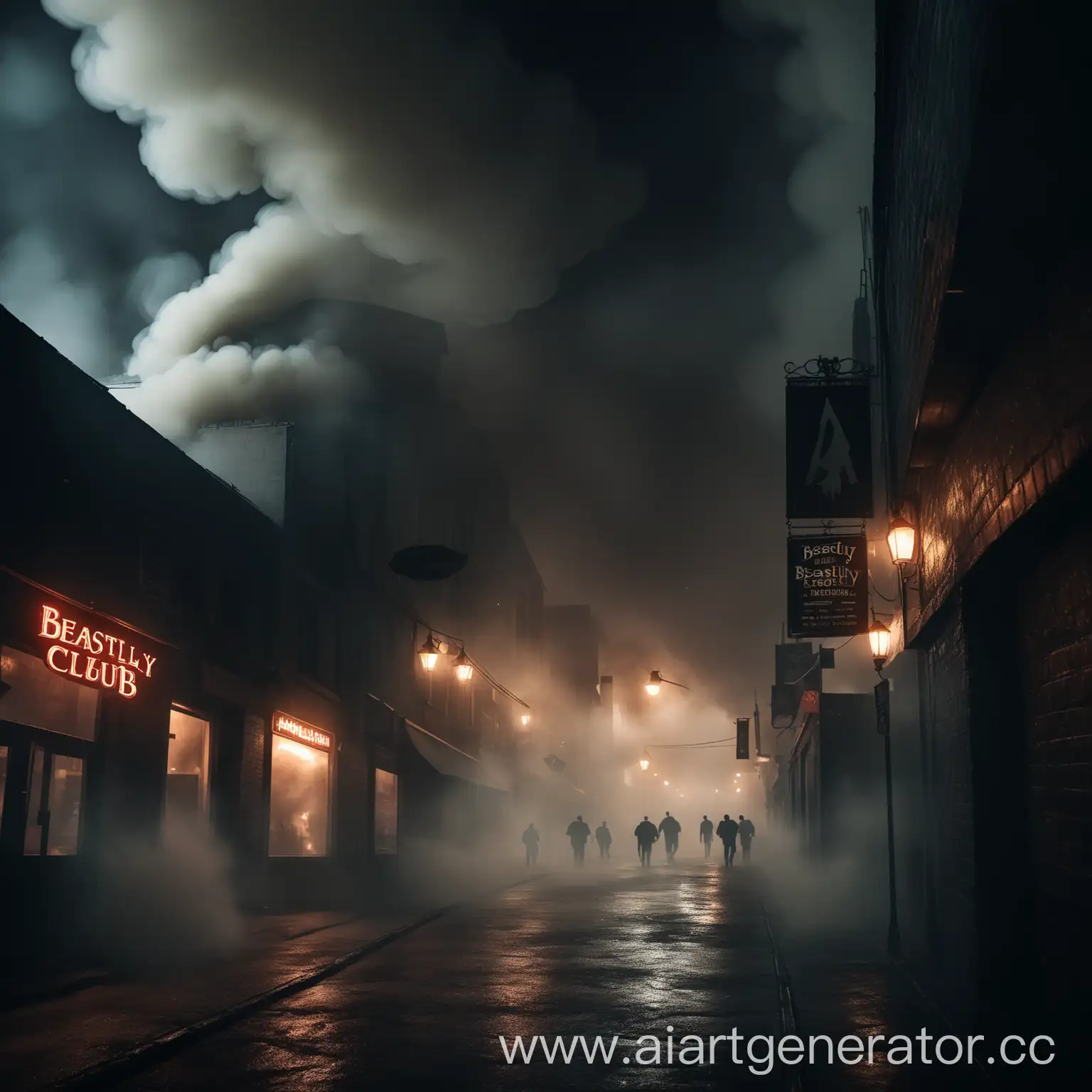 тёмная улица, звериный бар-клуб окутывается плотным дымом, напрягающая атмосфера