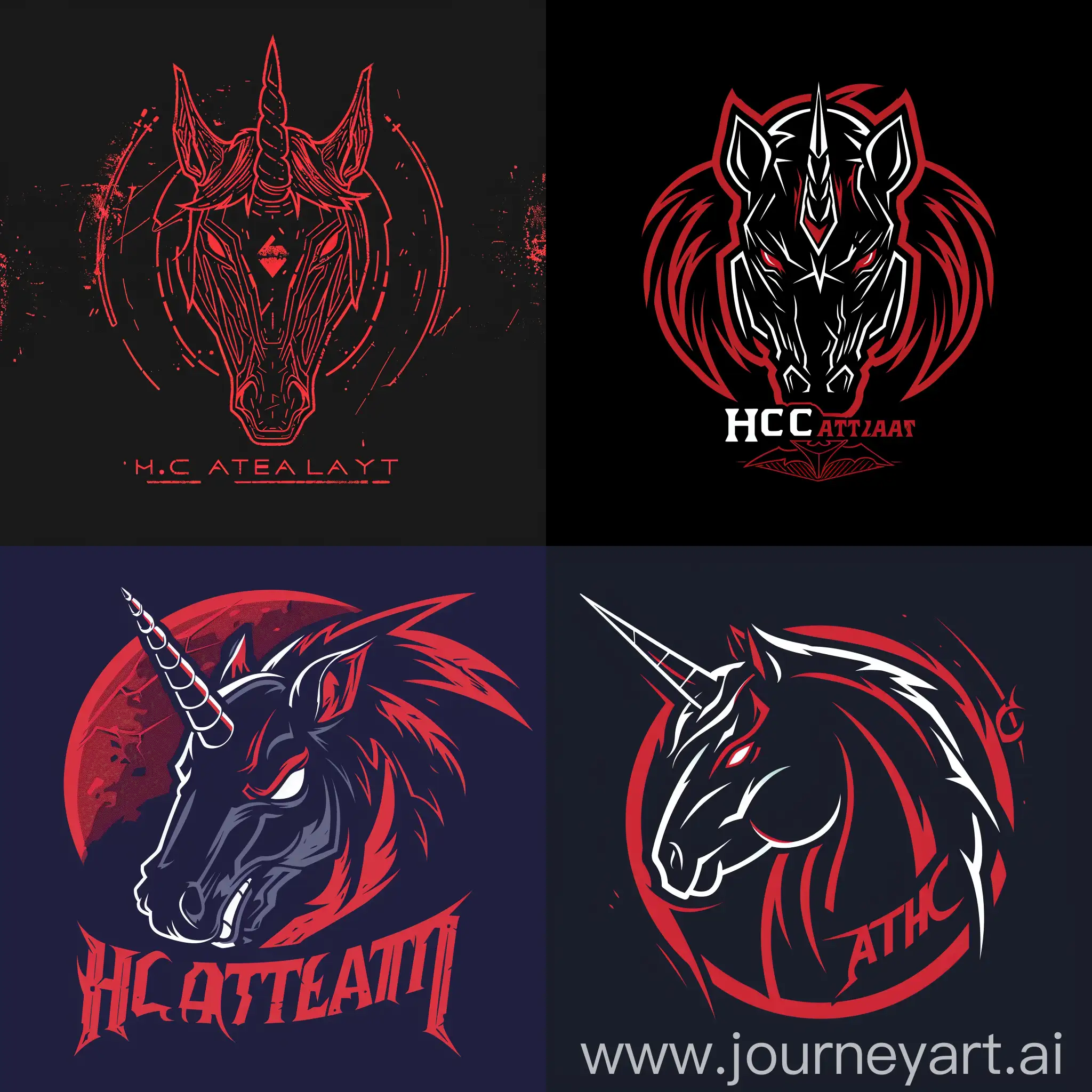 не сильно детализированный логотип для ХК атлант с лошадиной головой в центре нарисованной злой с маленьким количество деталей и с красным цветом
