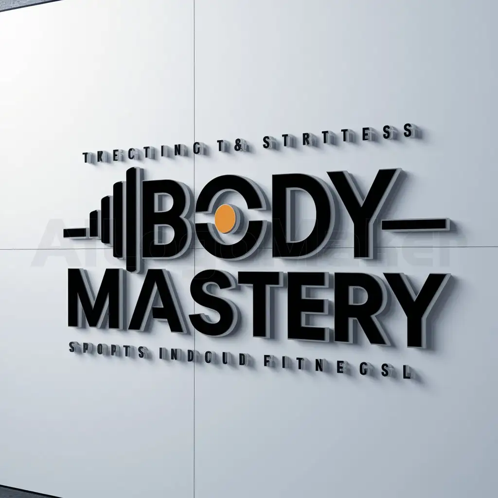 LOGO-Design-For-Body-Mastery-Strong-Typography-with-Dumbbells-Symbol-for-Sports-Fitness-Industry