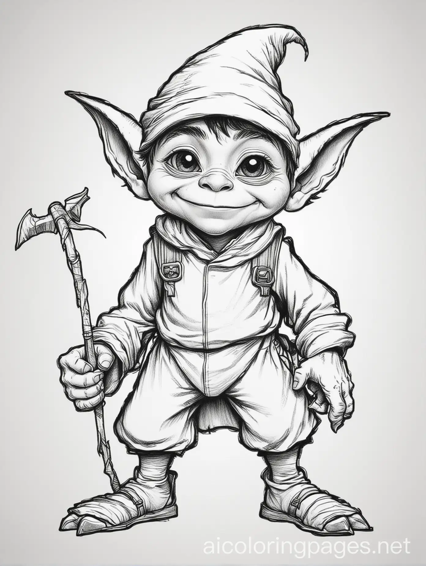 Goblin-Coloring-Page-in-Black-and-White-with-Simple-Design
