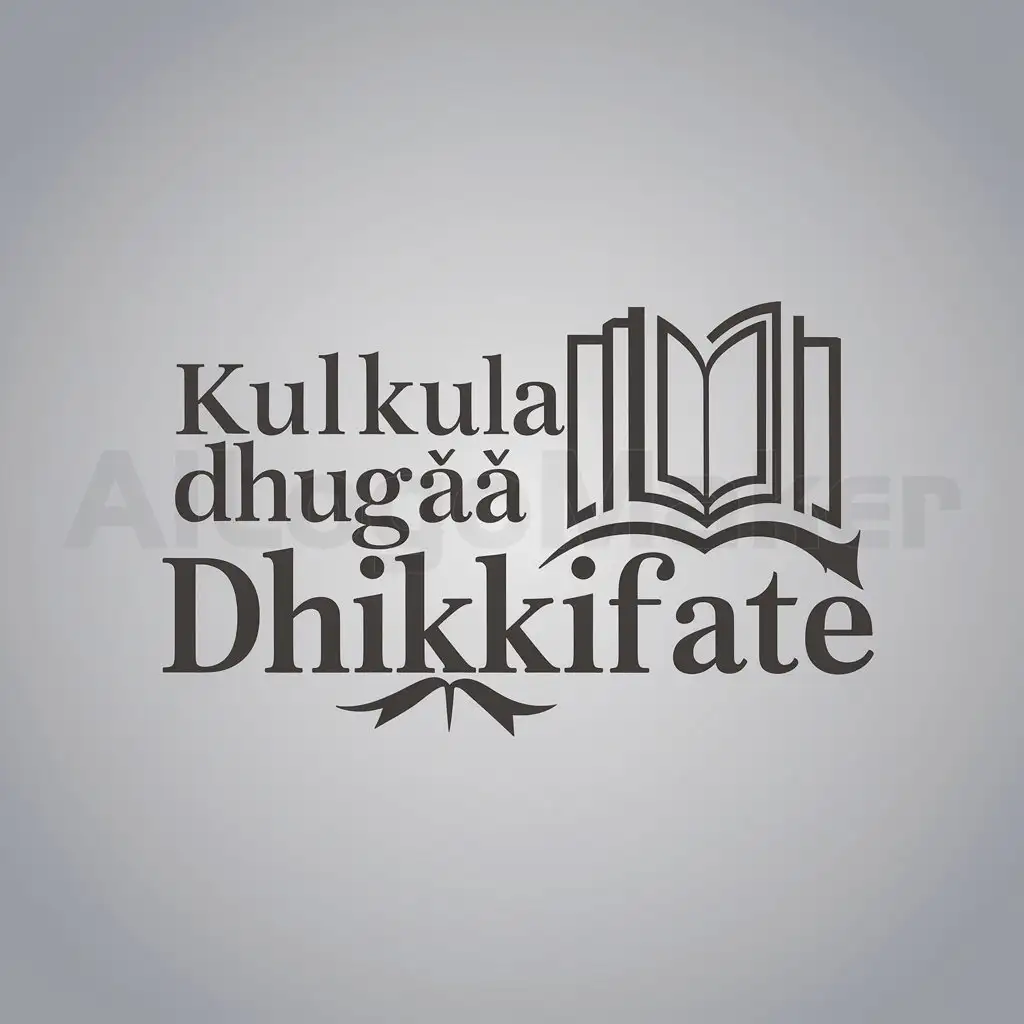 a logo design,with the text "Kulkula Dhugaa Dhikkifate", main symbol:Book,Moderate,clear background