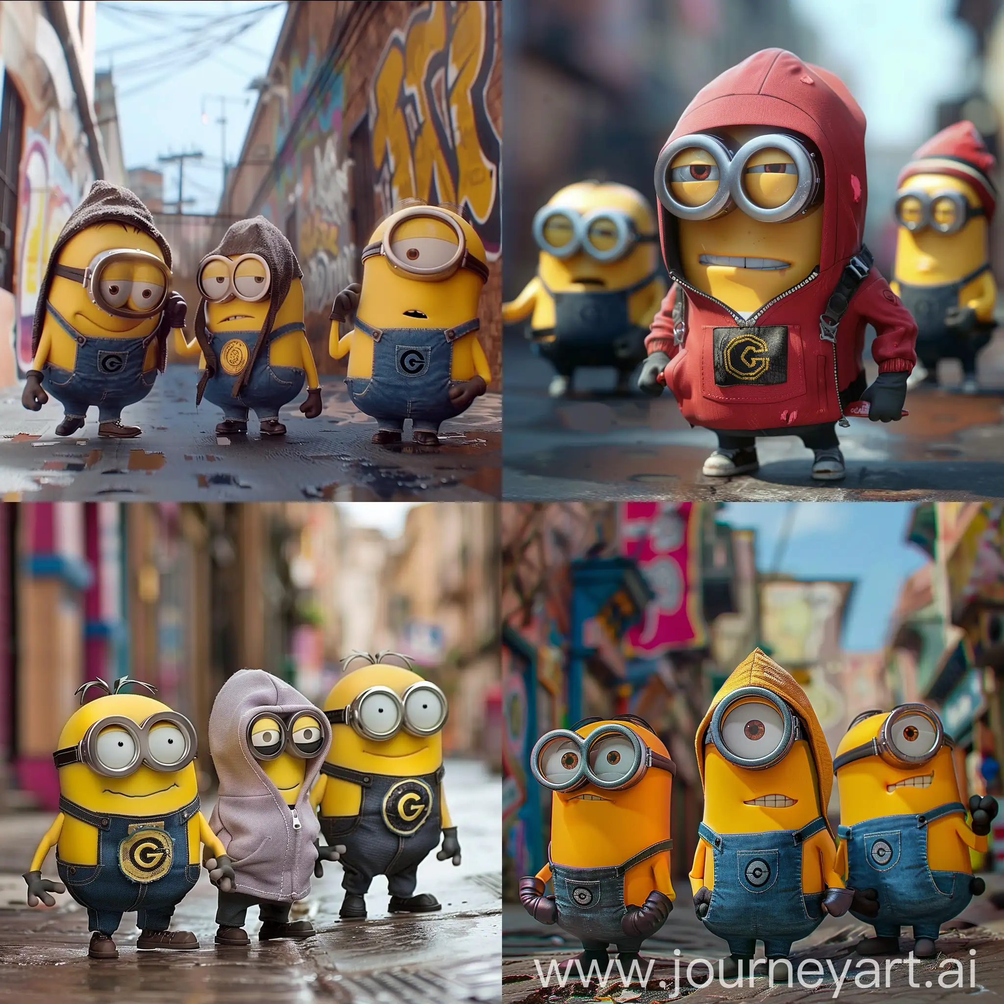 Mischievous-Minions-Dressed-as-Thugs-in-Urban-Setting