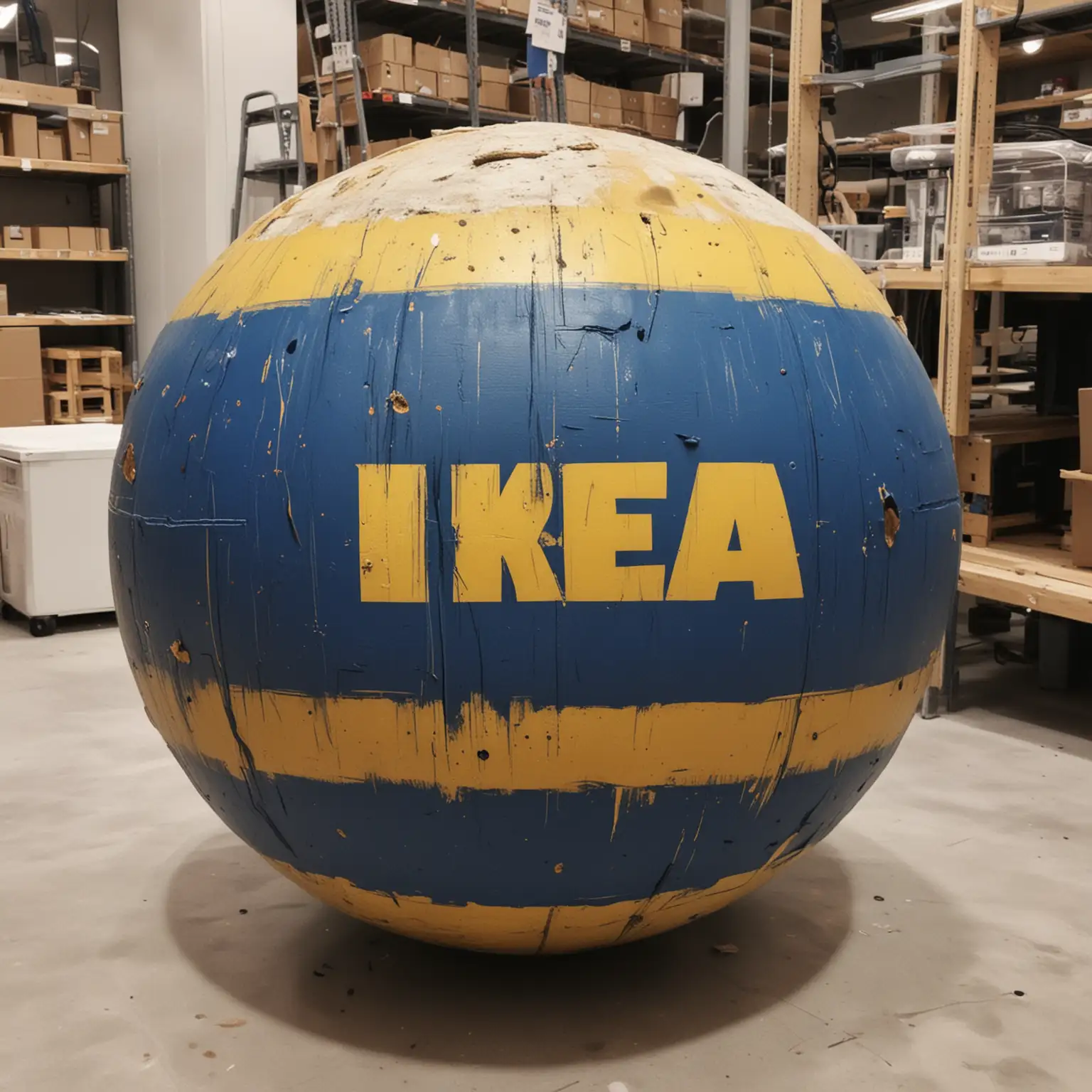 An ikea bomb with the Swedish flag painted on it