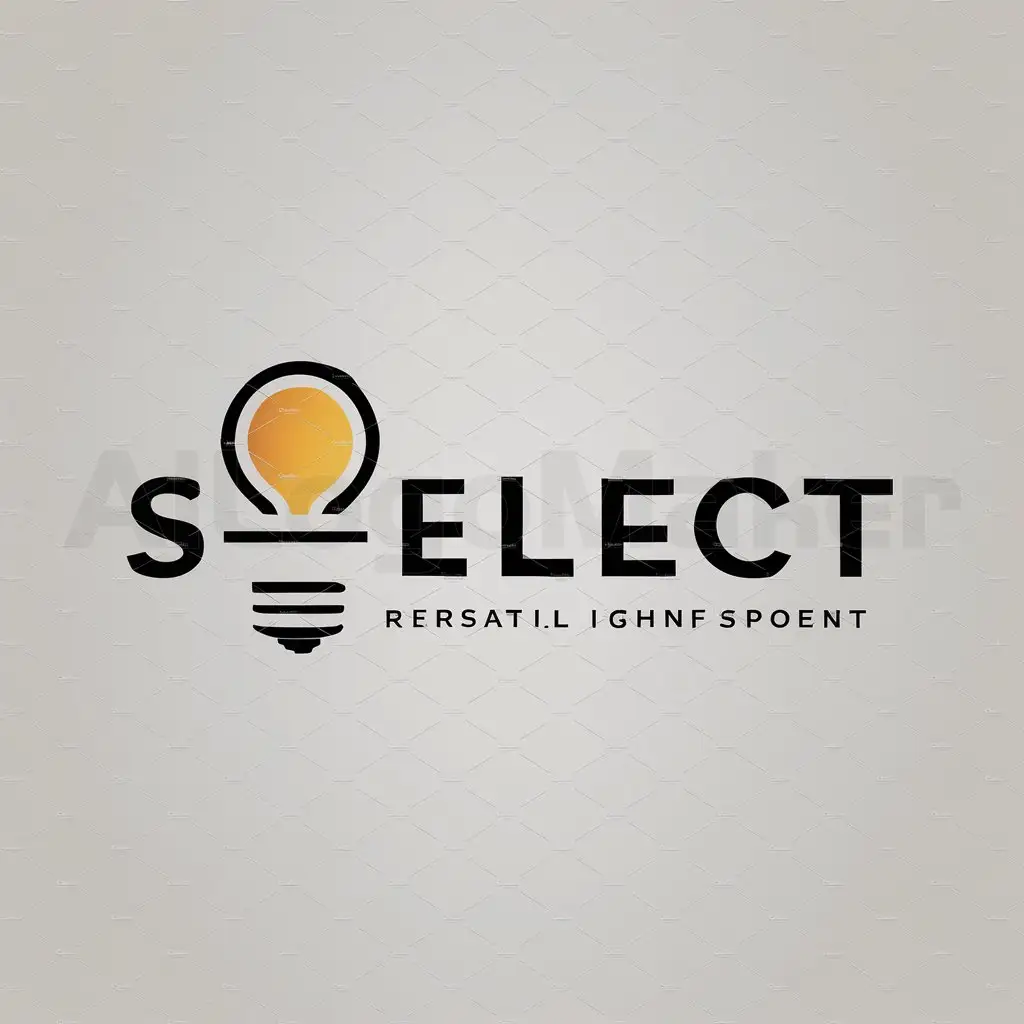 a logo design,with the text "S-ELECT", main symbol:LIGHTING FIXTURE,  LIGHT BALL , LED LIGHT , ELECTRIC , ONLINE,Minimalistic,be used in Retail industry,clear background
