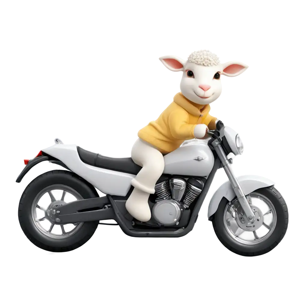 cute lamb on a motorcycle, vector