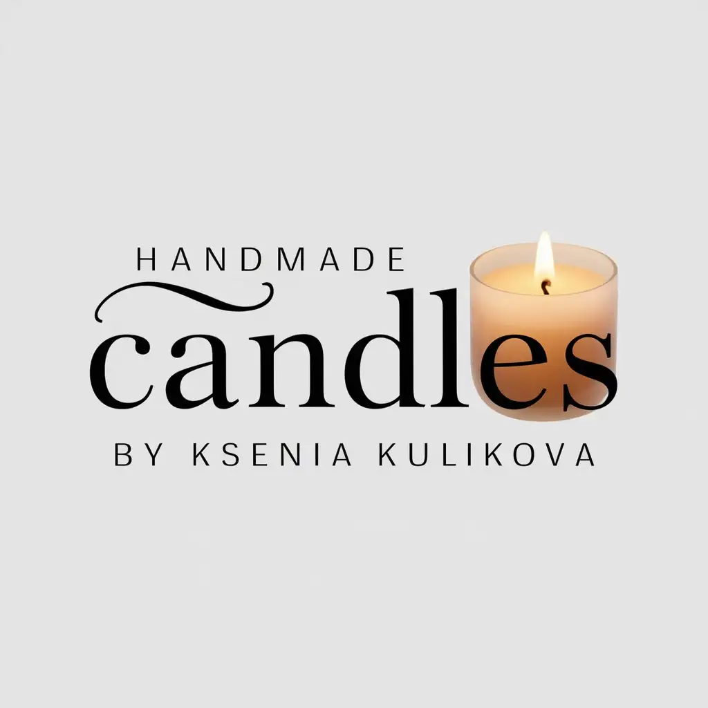 a logo design,with the text "Handmade candles by Ksenia Kulikova", main symbol:handmade candle,Moderate,be used in Home Family industry,clear background