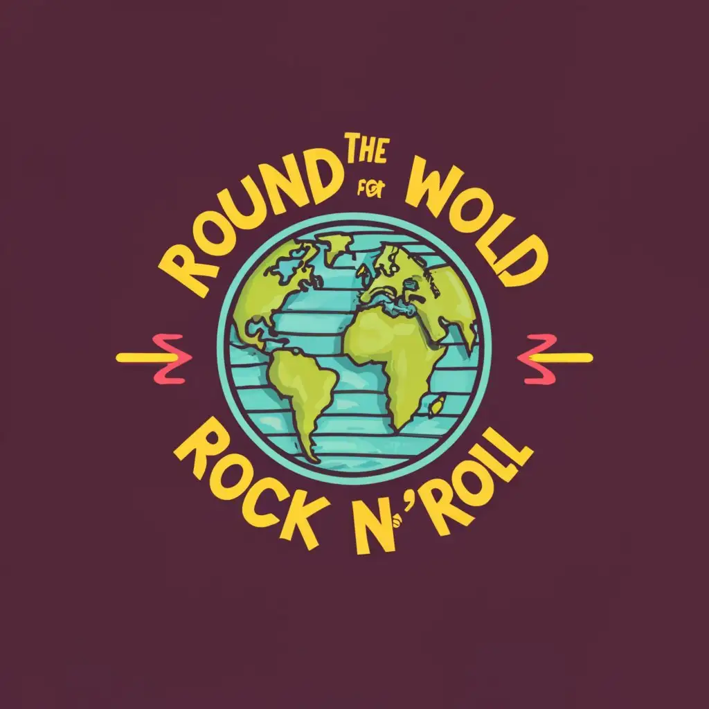 a logo design,with the text "Round the world for rock n roll", main symbol:World
,Moderate,be used in Travel industry,clear background