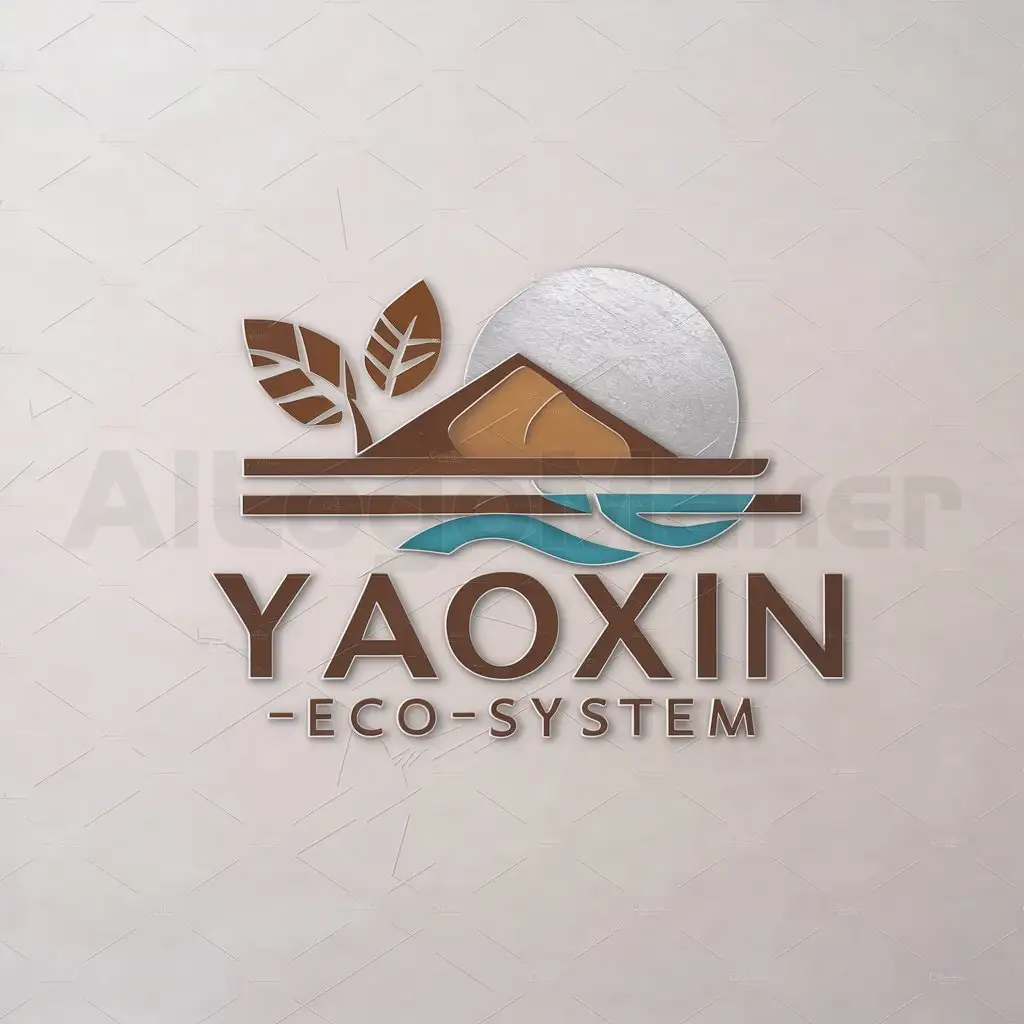 a logo design,with the text "Yaoxin Eco-system", main symbol:mountain water, moon,Moderate,be used in Others industry,clear background