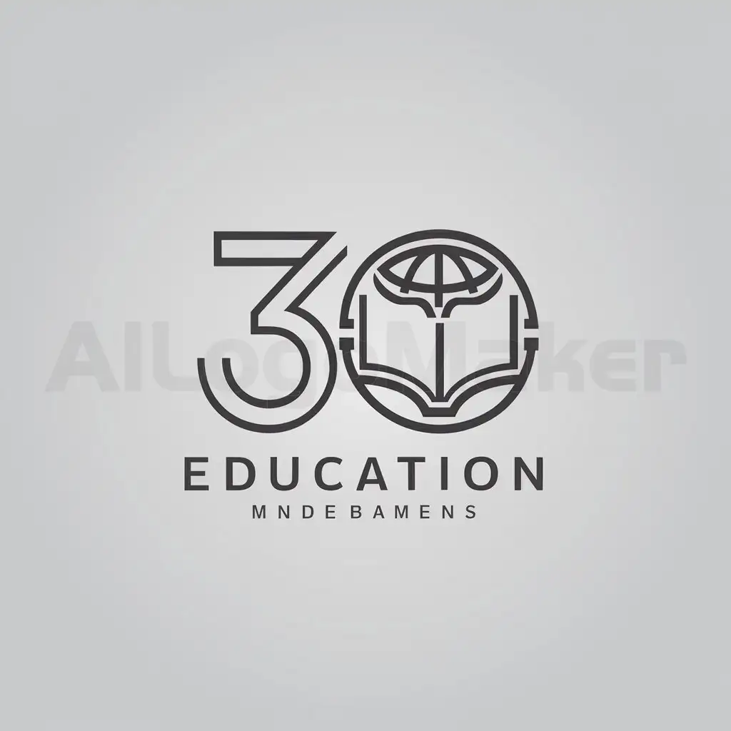 a logo design,with the text "30", main symbol:globe and open book,Minimalistic,be used in Education industry,clear background