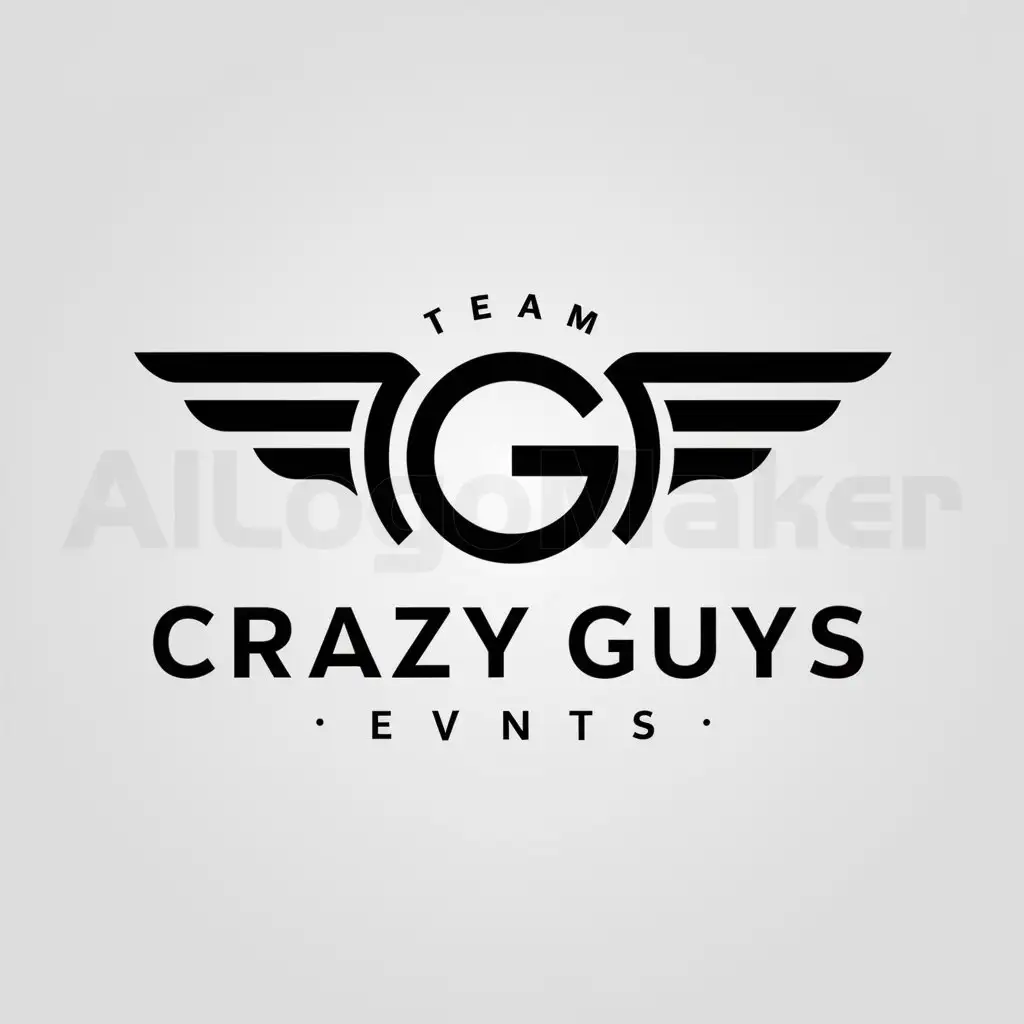 a logo design,with the text "CRAZY GUYS", main symbol:CRAZY,TEAM,WINGS,Moderate,be used in Events industry,clear background