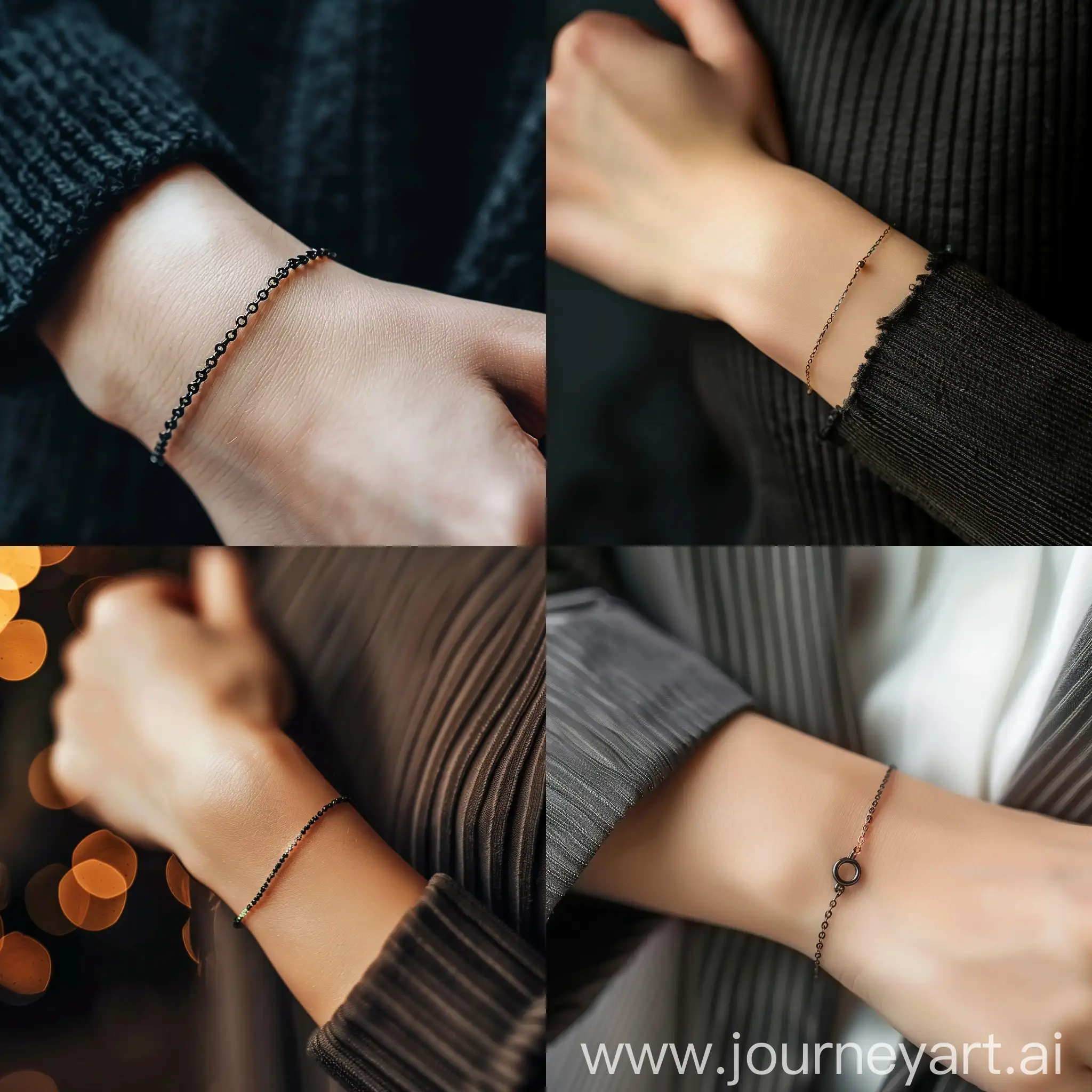 Delicate-Female-Wrist-with-Black-Shining-Bracelet