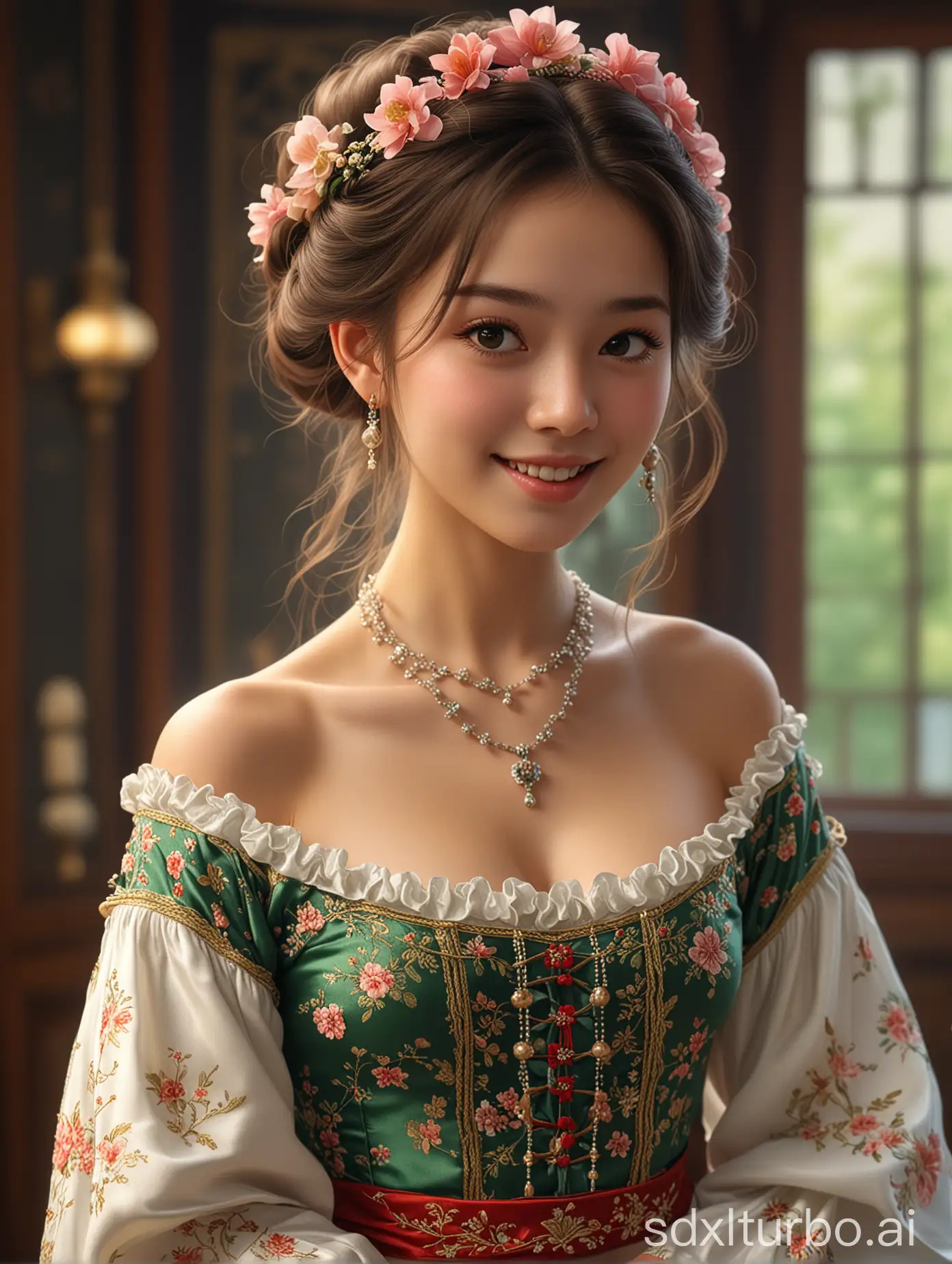Girl-in-Hanfu-Dress-Wearing-Bikini-and-Necklace-Victorian-Style