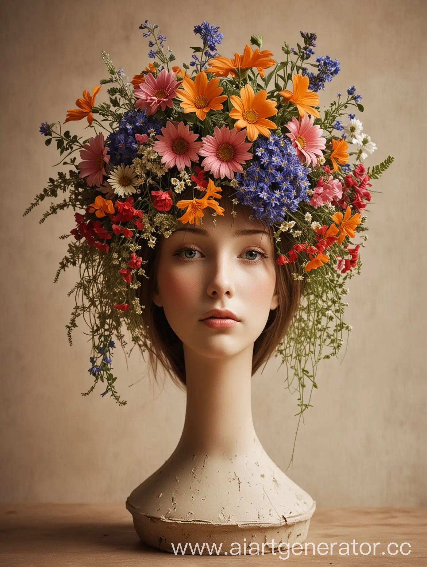 Girl-Wearing-Vase-Hat-with-Wildflower-Blossoms