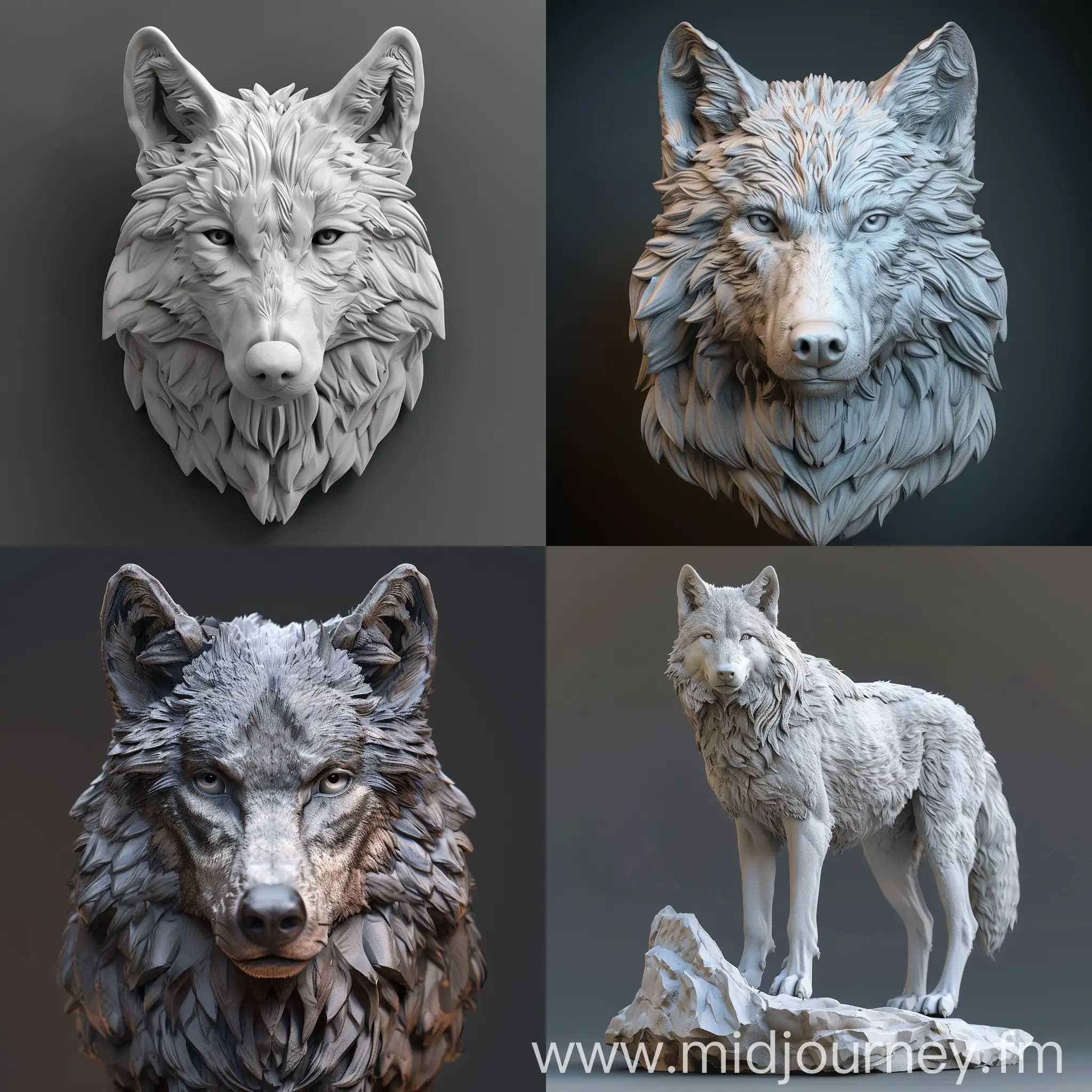 3D Wolf Artwork in a Square Aspect Ratio | JourneyArt