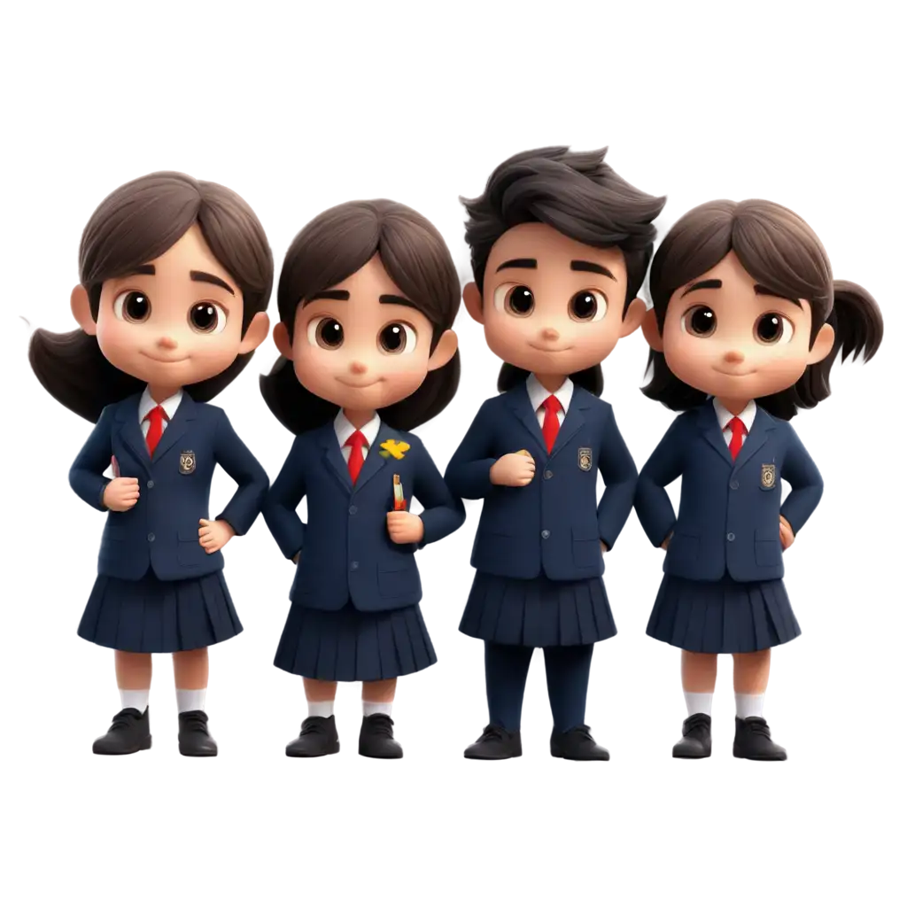 Adorable-PNG-Cartoon-School-Kids-in-Their-Dream-Uniforms-Enhancing-Imaginations-with-Clear-HighQuality-Images