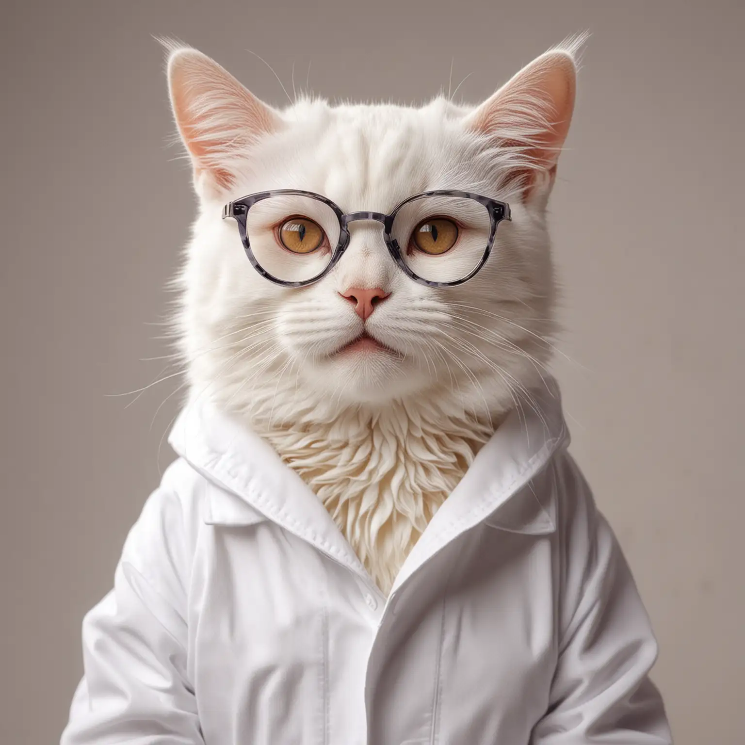 Smiling-Cat-in-White-Coat-with-Glasses